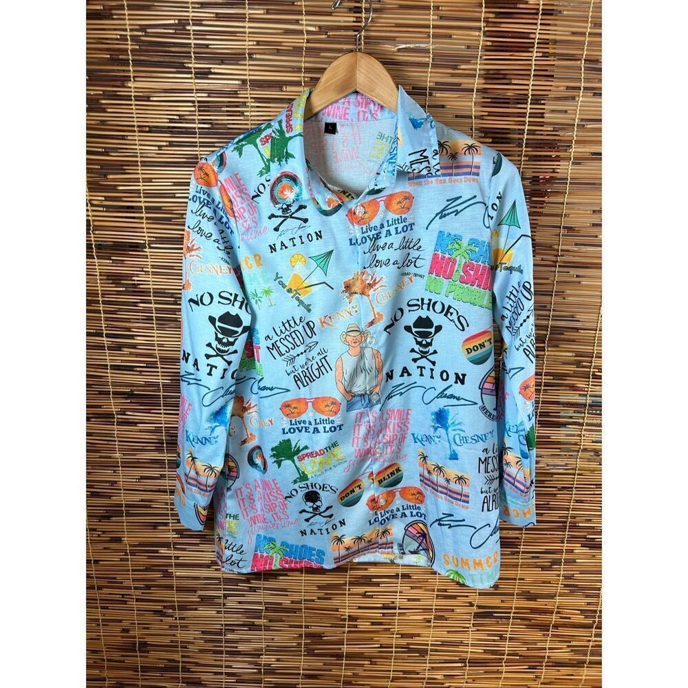 Kenny Chesney Large All Over Print Long Sleeve Shirt